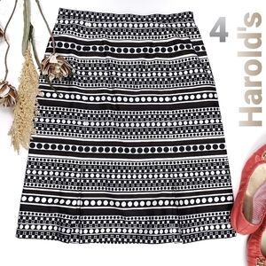 Harold's New Blk Brown Wht Art Deco Skirt Size 4